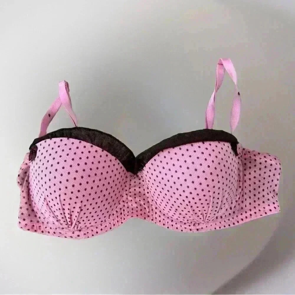 Rampage Pink and Black Polka Dot Bra